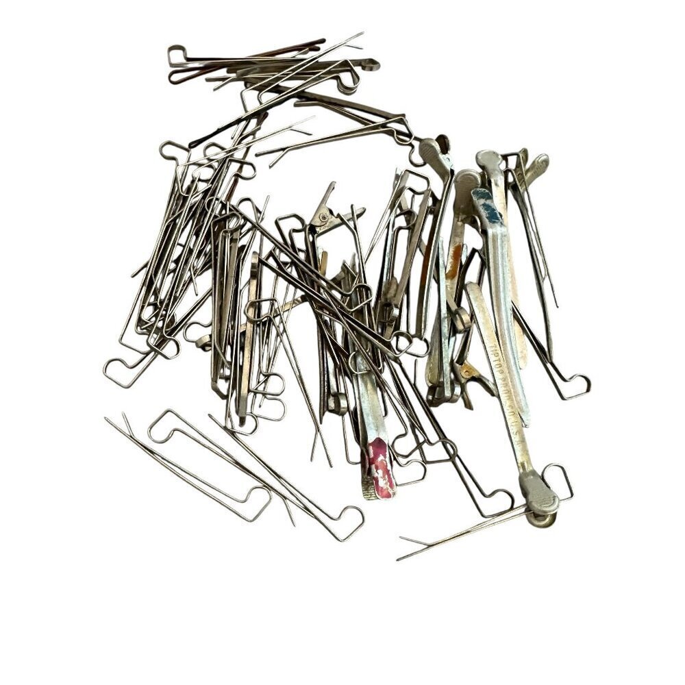 Huge Assortment of Vintage Hair Clips Metal Tiptop Products Salon Classic